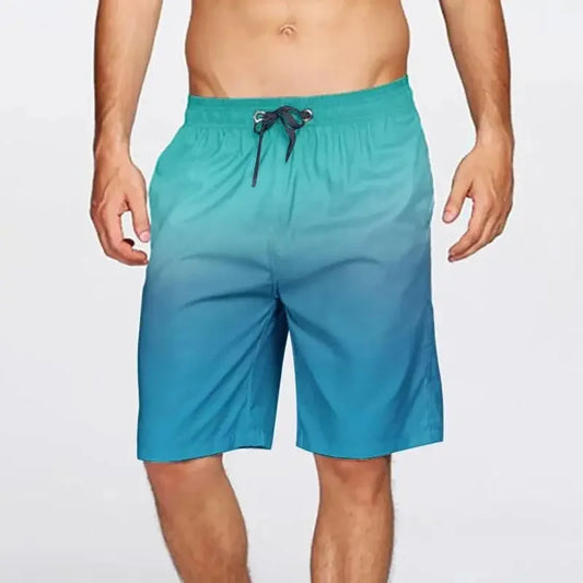 Gradient Pattern Swim Trunks For Men Colorful 3D Printed Beach Shorts Casual Summer Fashion Hawaii Holiday Surfing Board Shorts