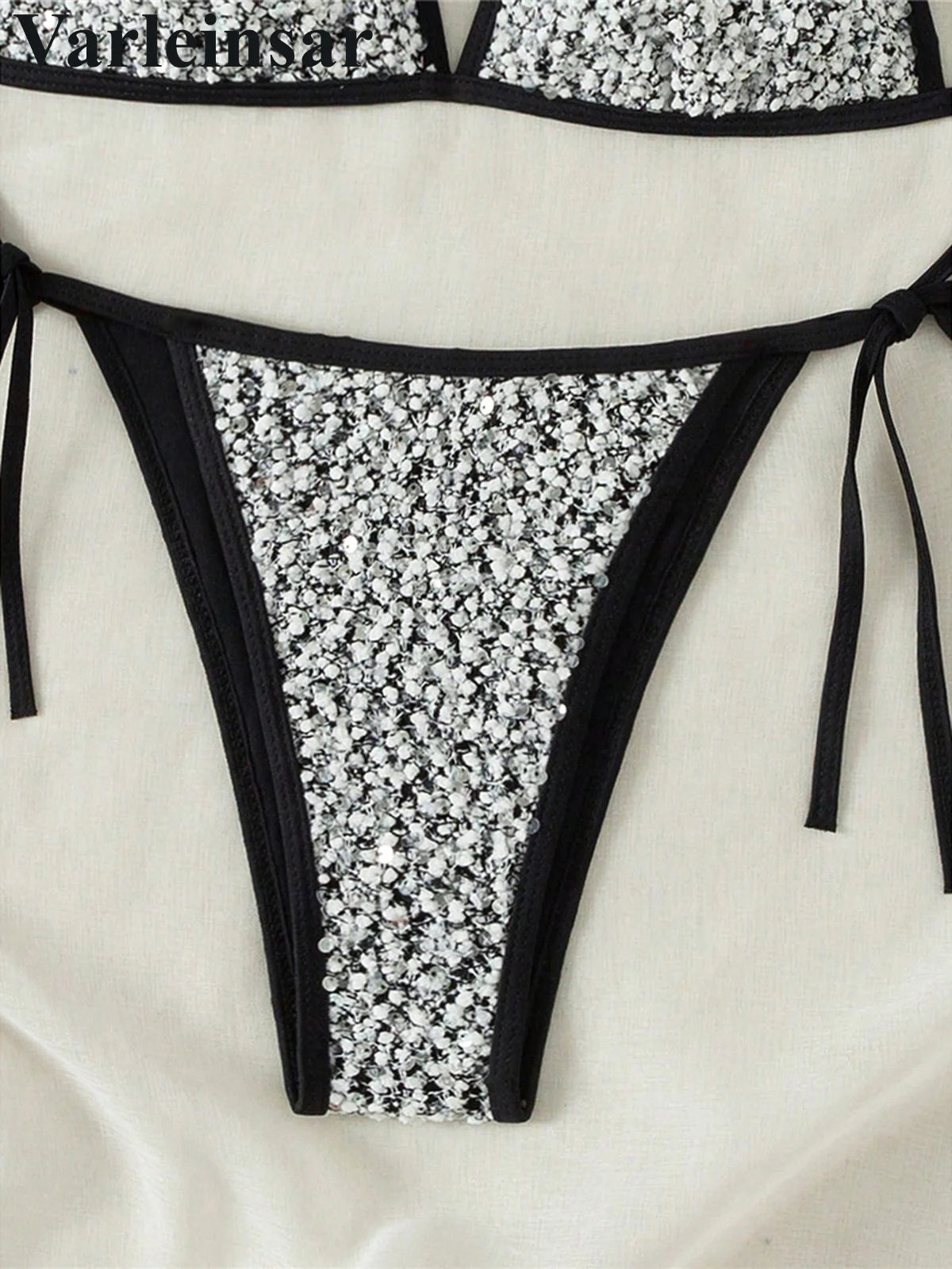 S - XL Shiny Sparkling Halter Bikini Women Swimwear Female Swimsuit Two-pieces Bikini set Strappy Bather Bathing Suit Swim