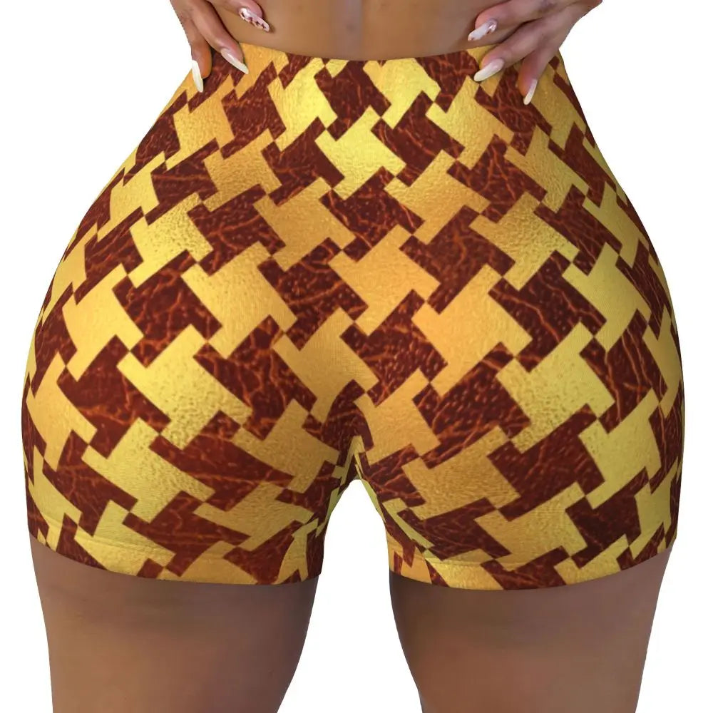 Color Pattern Black And White Pattern Yoga Shorts