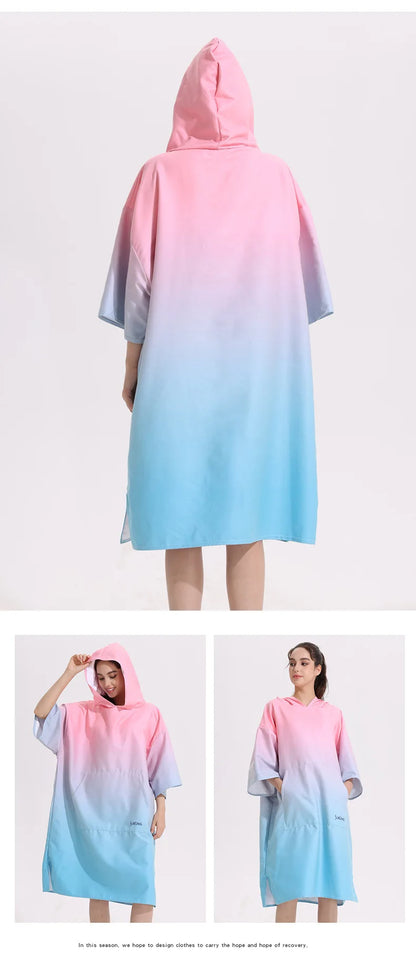 Poncho Towel Change Robe Poncho Quick-drying Hooded Bath Towel Swimming Robe Beach Swimming Surfing Towel Adult