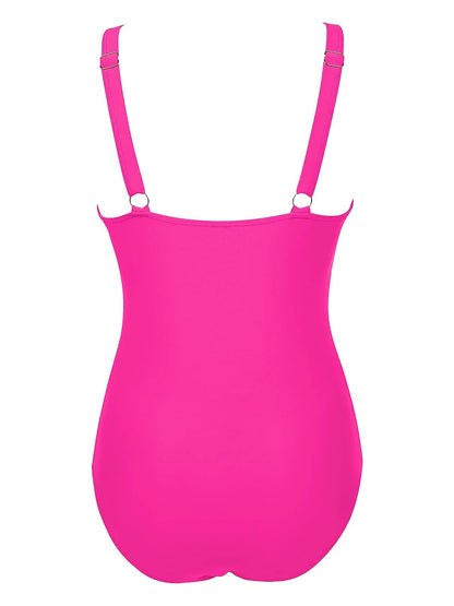 Mesh Panel Swimsuit One Piece High Cut Swimwear Women Solid Bathers Bathing Suit Female Backless Swimming Beachwear