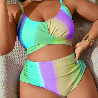 Plus Size High Waist Bikini Women's Push Up Large Size Swimsuit Big Size Tummy Control Swimwear Bikini Sets
