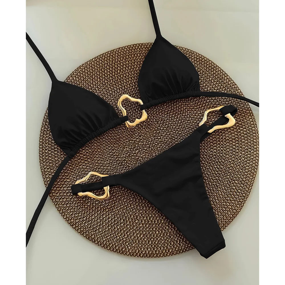 Halter Micro Bikini Women Swimsuit Solid Swimwear Thong Bikinis Set Brazilian Beach Wear Bathing Suit Biquini Female