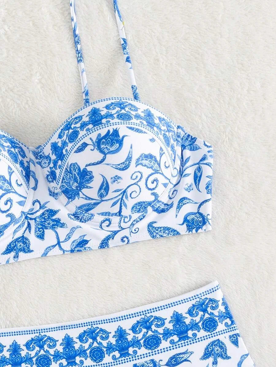 High Waist Bikinis Women Print Push Up Swimsuit Floral Swimwear Female Bathers Bathing Swimming Suit Summer Beachwear