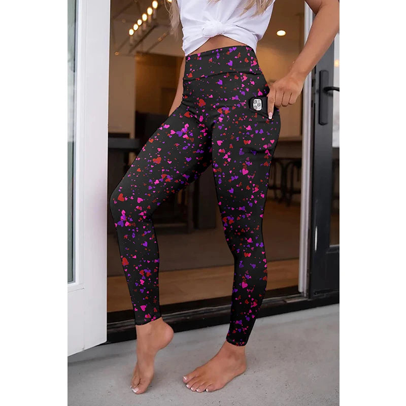 High Quality Women Elastic Pocket Pants Fashion High Waist 3D Printing Stretch Fitness Girls Leggings