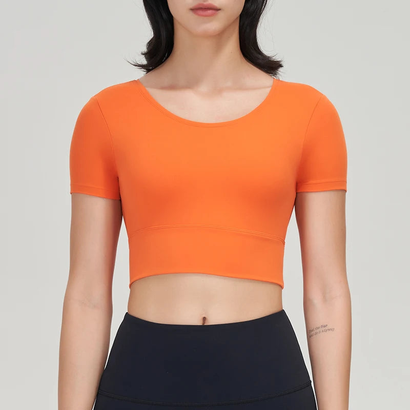 Nylon Gym Bra Top Women Yoga Sport Shirts Crop Top Tight Elastic Breathable Chest Pad Removable Women's Clothing 6 Colors
