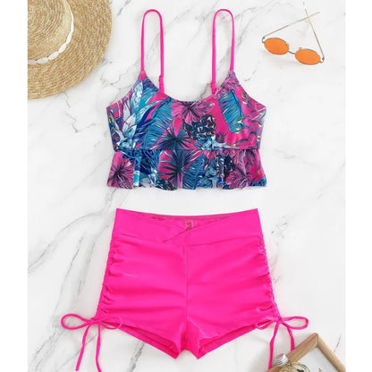 Summer Pink Swimsuits Tankini Set Female Two-piece Swimwear Beach Swim Wear Bathing Suits Pool Women's Swimming Suit 2025