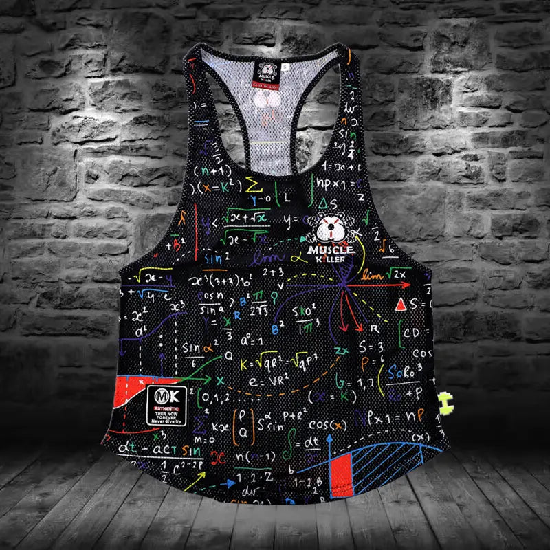 MK Muscle Strength Line Letter Training Sports Running Gym Muscle Strength Leisure Running Half Sleeves Racerback