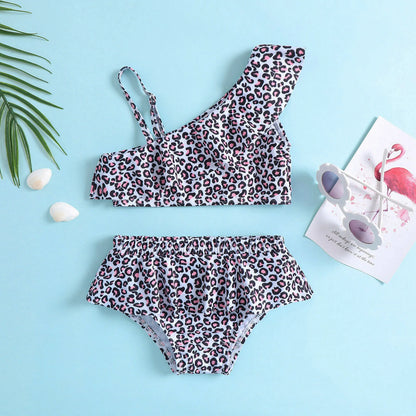 Swimmy Cubs Kids Girls Leopard Print Split Bikini Suit for Girls Swimsuit