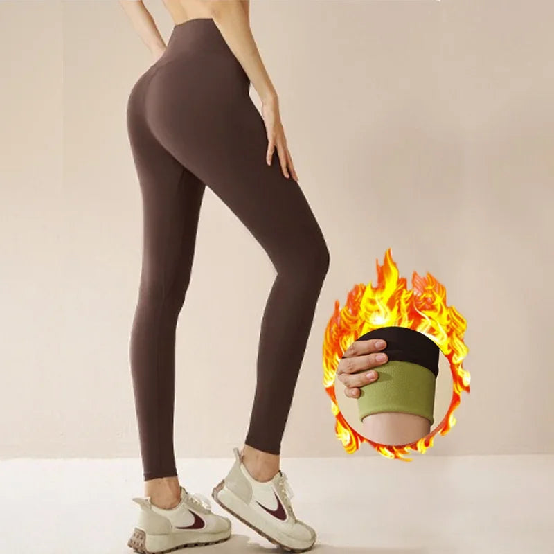 Aiithuug Winter Gym Legging Fitness Fleece Warm Yoga Leggings Workout Running Legging Jogging Pants Brushed Velvet Sports Tights