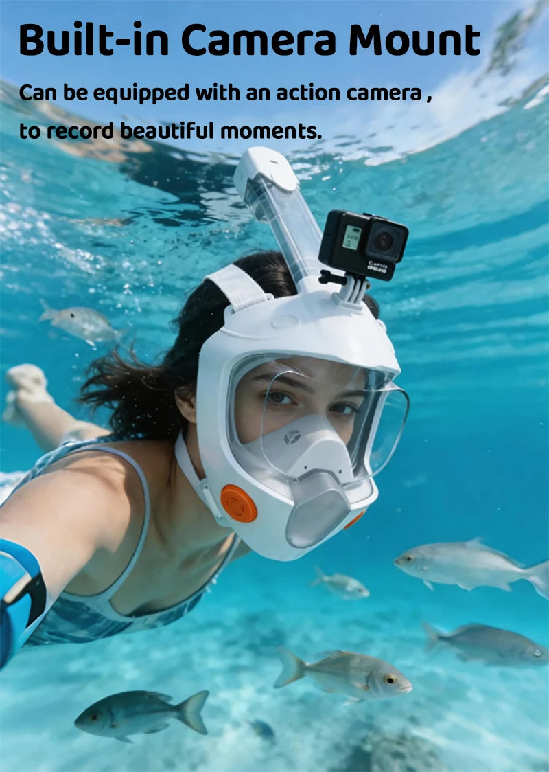 Full Face Snorkel Mask - Dry Snorkel , Anti-Fog , Leak-Proof  Panoramic View Swimming Diving Beach Water Sports for Adults Teens