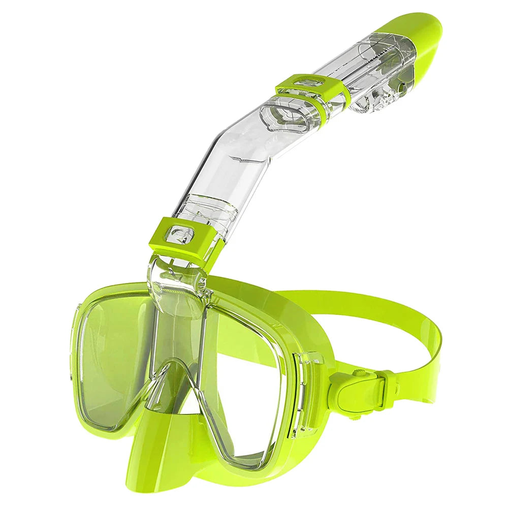 Diving Mask Foldable Anti-Fog Snorkel Mask Set with Full Dry Top System for Free Swim Professional Snorkeling Gear Adults Kids