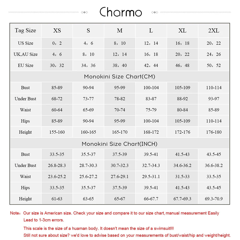 Charmo Womens One Piece Swimsuits U Neck Solid Color Monokini Push Up Bathing Suits Swimwear