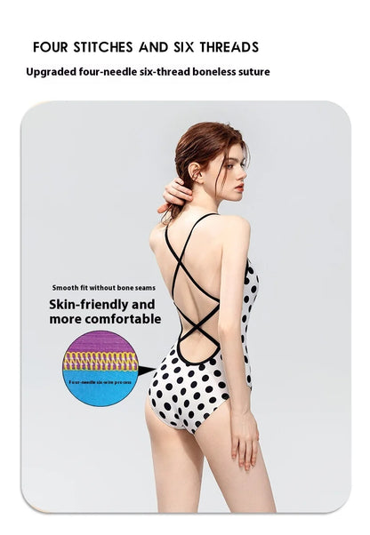 Bunny Bums White with Black Poka Dots One-piece Swimsuit Women Swimwear