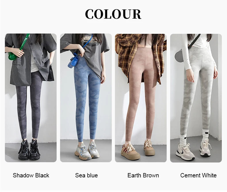 Spring Summer High Waist Colours Camouflage Shark Leggings Women Slim Sport Leisure Leggings Yoga Fitness Leggings