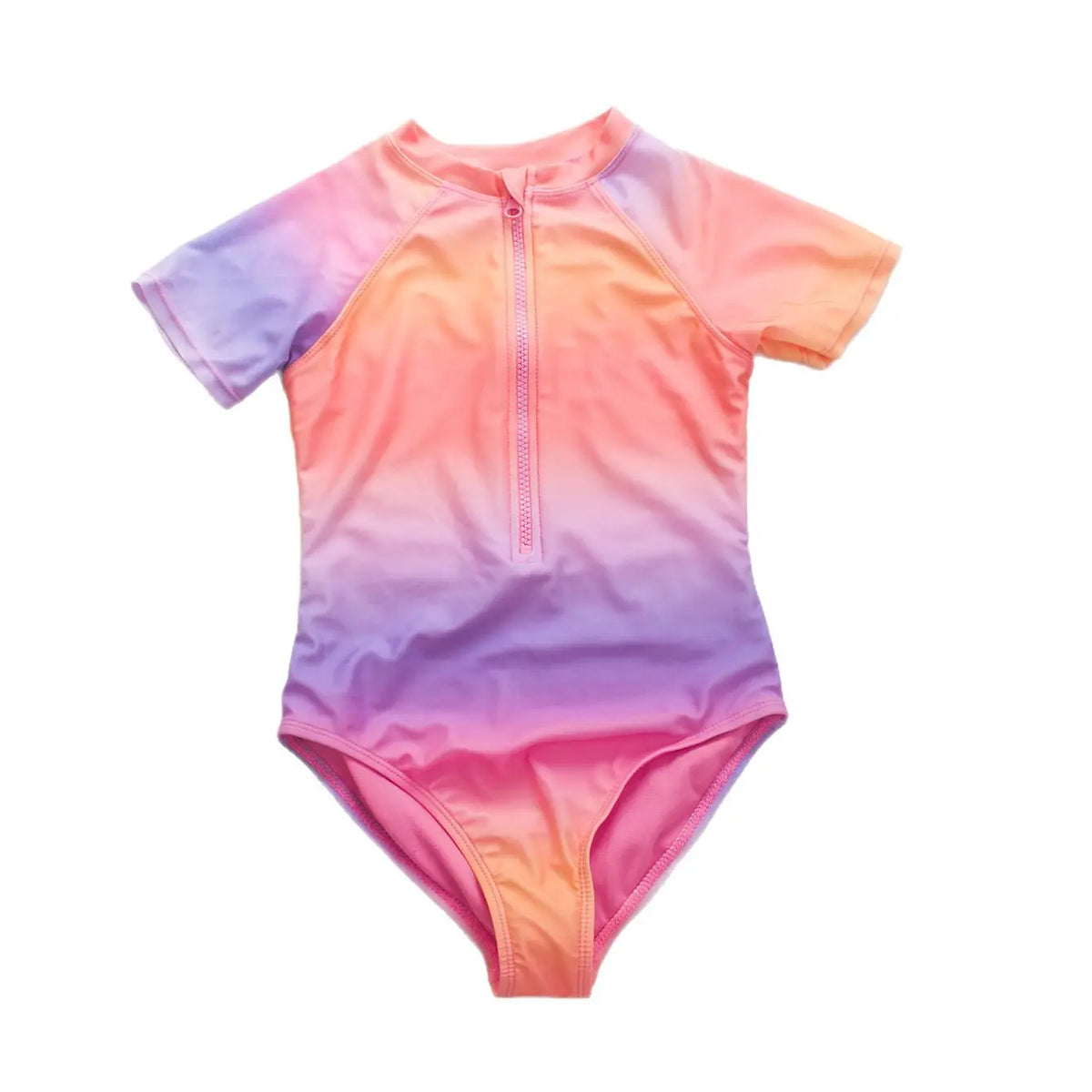 Girls' Long-Sleeve One-Piece Swimsuit – Pink or Leaves
