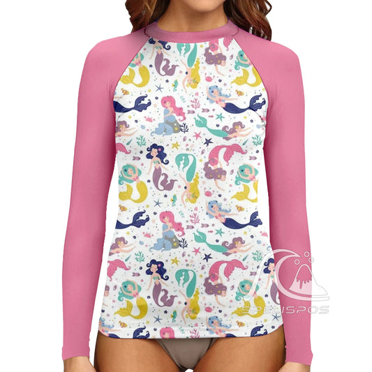 Women's Surfing Suit Long Sleeve UV Protection Water Sports Tight Swimwear Sea Beach Swimming High-Elastic Diving Tops