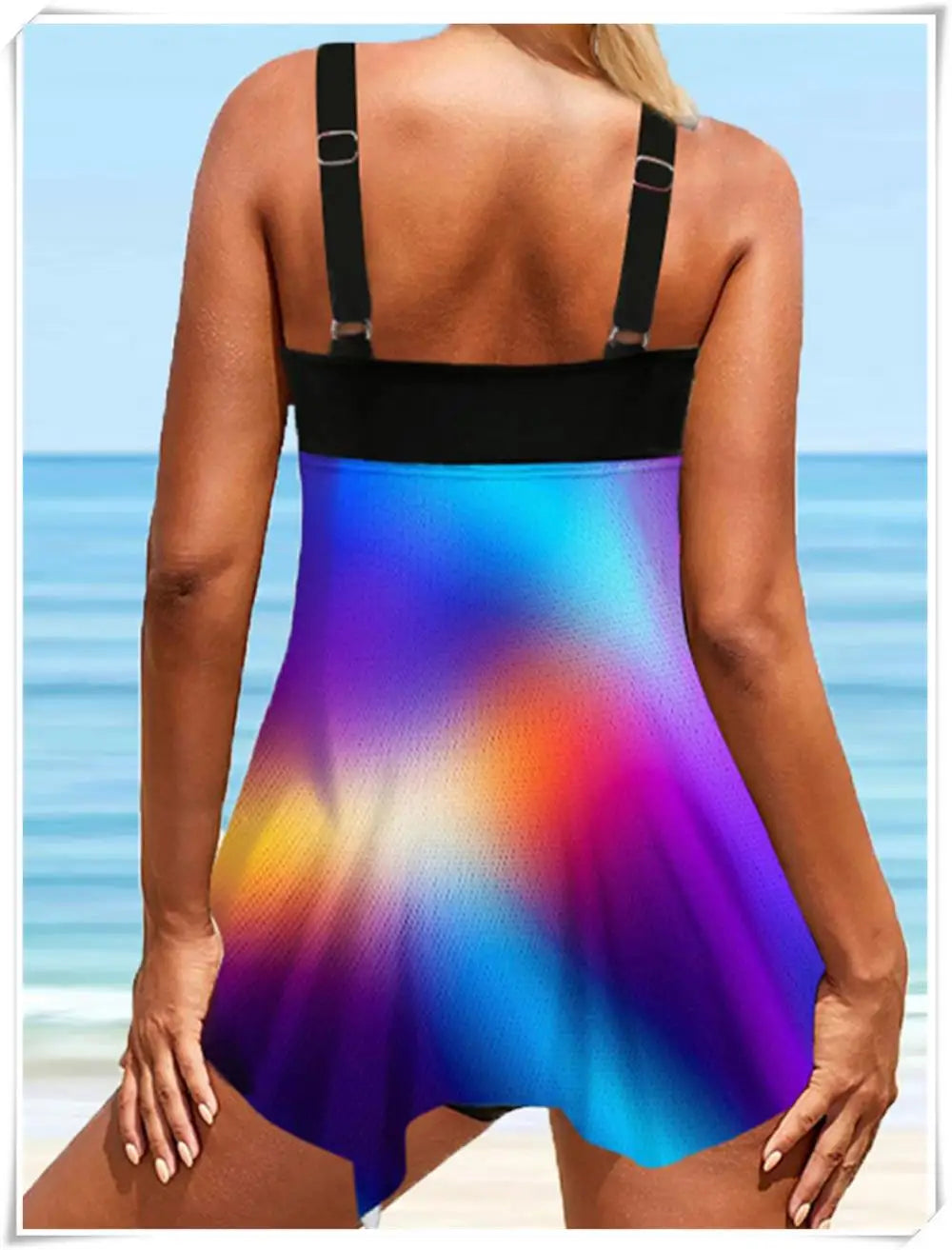 Two Piece Strape Swimsuit Women Printed Tankini Set Padded Swimwear Female Sports Bathing Swimming Suit Summer Beachwear