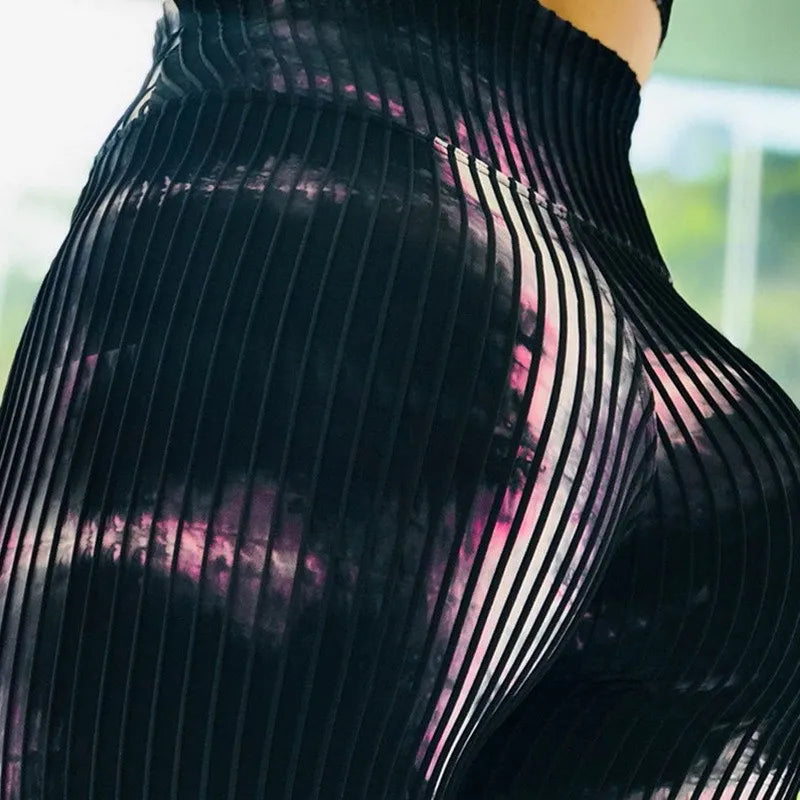 Peach Hip Fitness Plus Size Leggings Tie-dye High Waist Hip Lift Yoga Pants Women's Sports Quick-drying Sports Tights