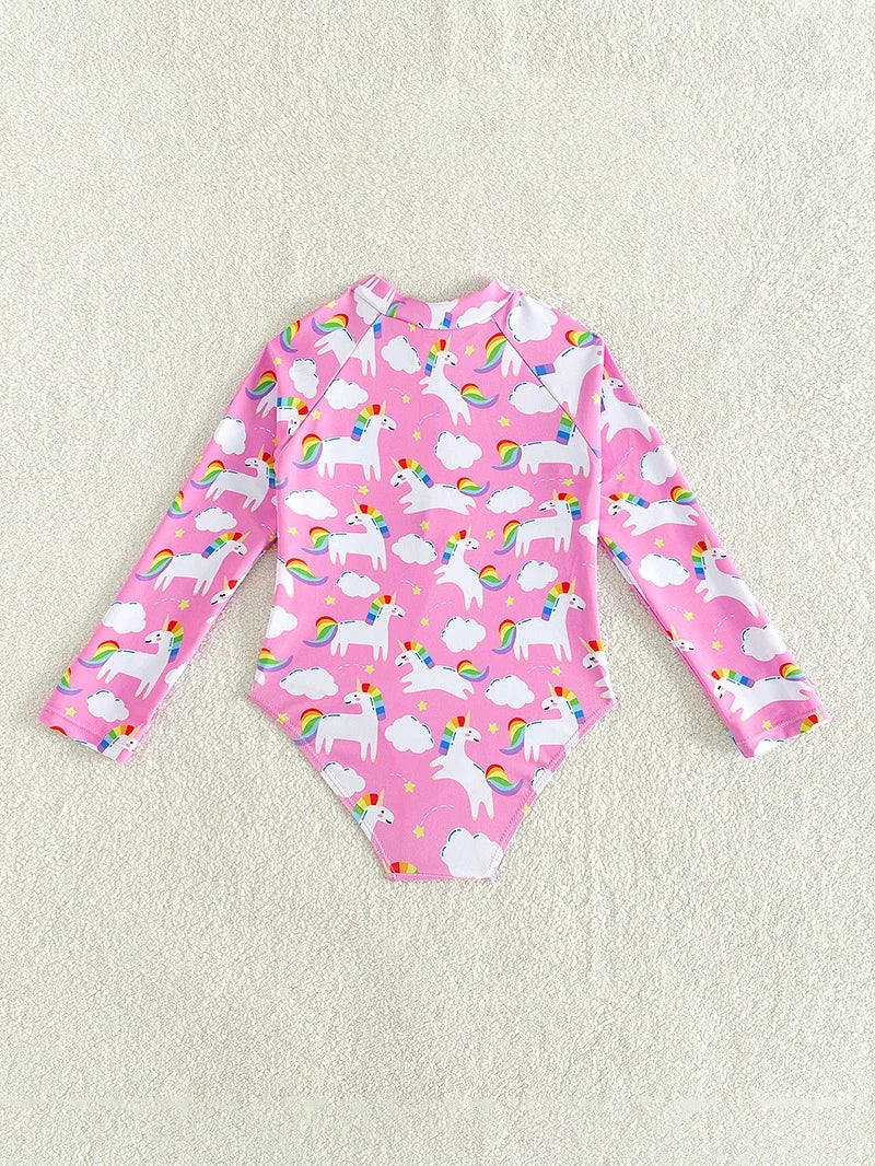 Swimsuits For Girls 2 Pieces Swim Suits Hot Springs Bathing Suit Sunblock Long Sleeve Shirt Girl Beachwear Kids Swimsuits 3-8Y