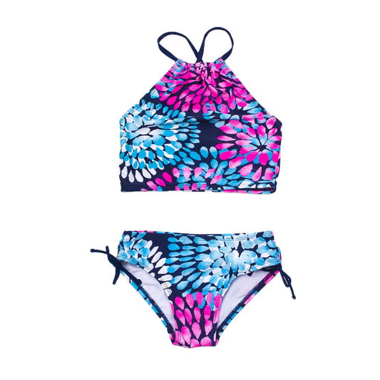 Girl Swimwear Split Water Drop Print Drawstring Bikini Bottoms Suit 3-14 Years Old Swimsuit Kids Girl