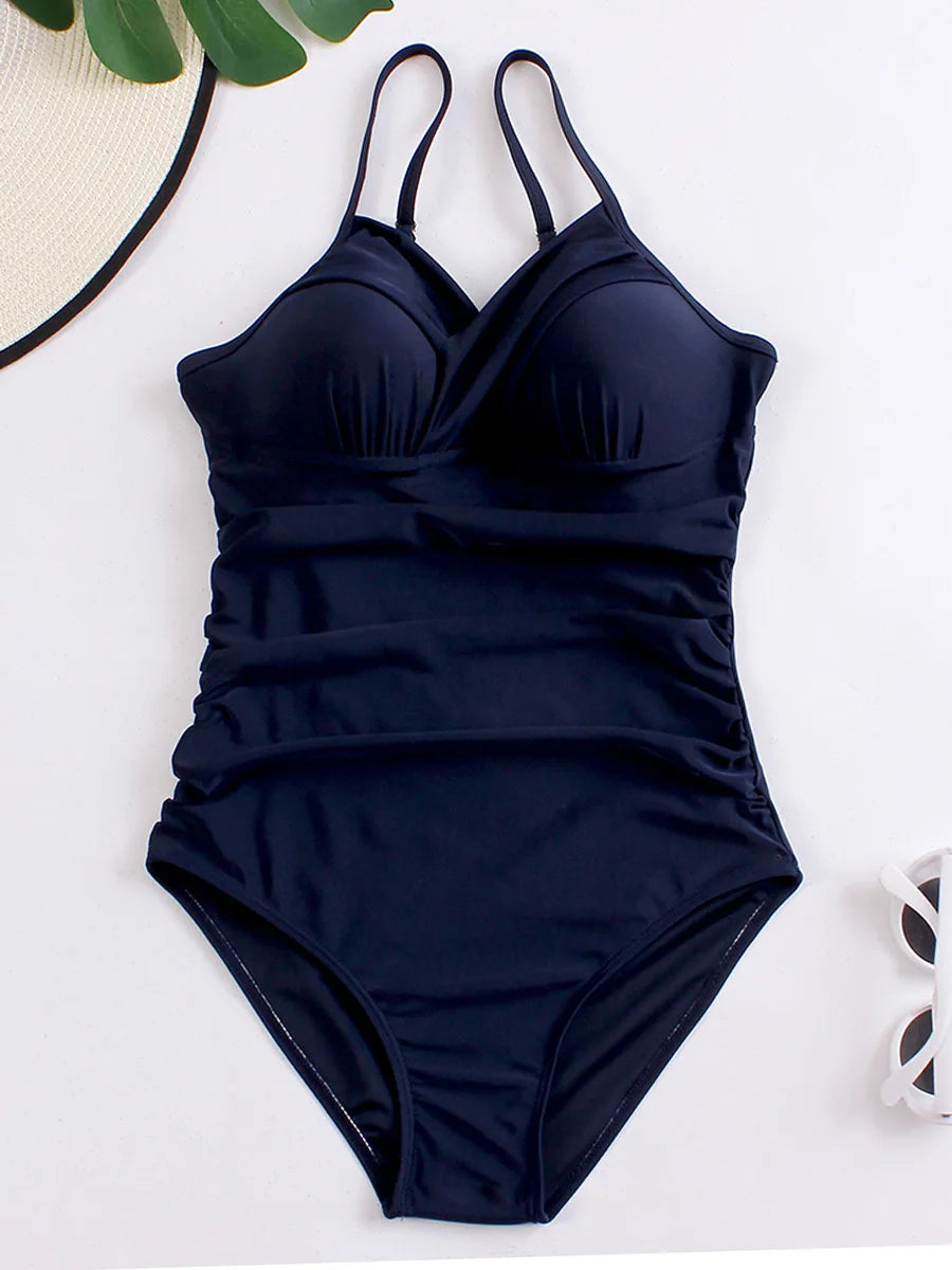 Push Up Swimwear Women One Piece Swimsuit Solid Plus Size Bathers Bathing Suit Padded Beachwear Swimming Summer Bodysuit