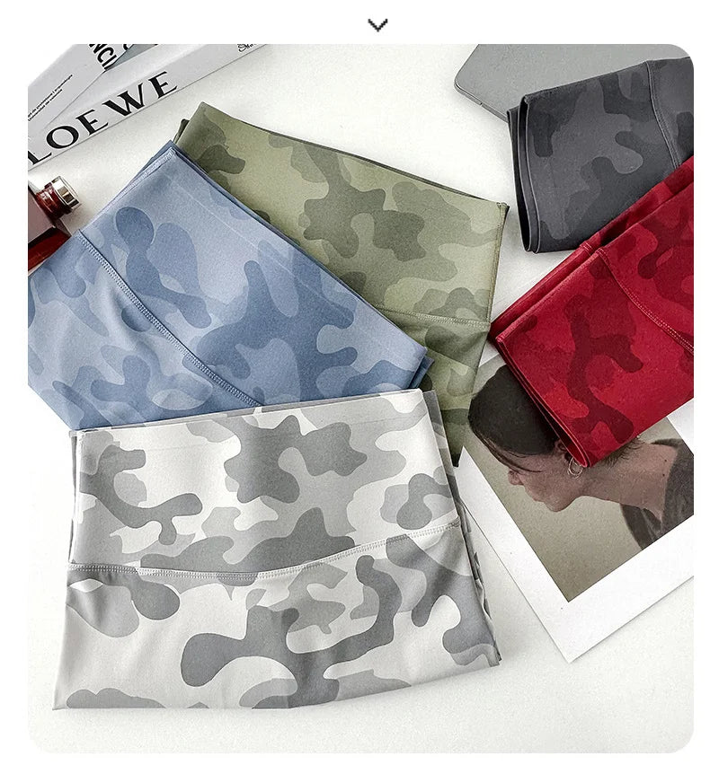 BIVIGAOS Spring Summer Seamless Camouflage Sharkskin Leggings Women Fashion High Waist Casual Sports Tights Fitness Leggings