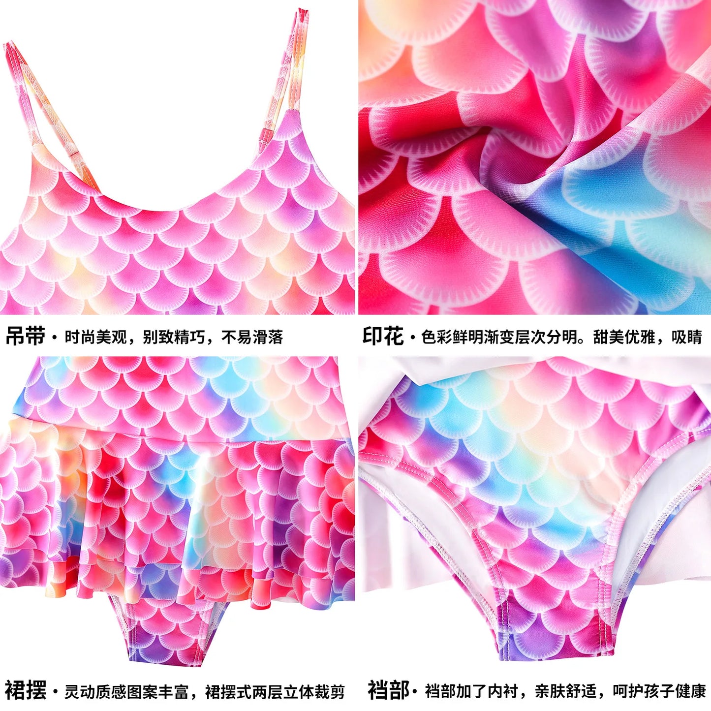 Kids Mermaid Swimsuit Girls Mermaid Costume Dress Summer Bathing Suit Pool Beach Party Swimwear Performance Clothes Child