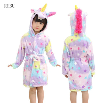Children Bath Robe Baby Towel Children's Unicorn Hooded Bathrobes for Boys Girls