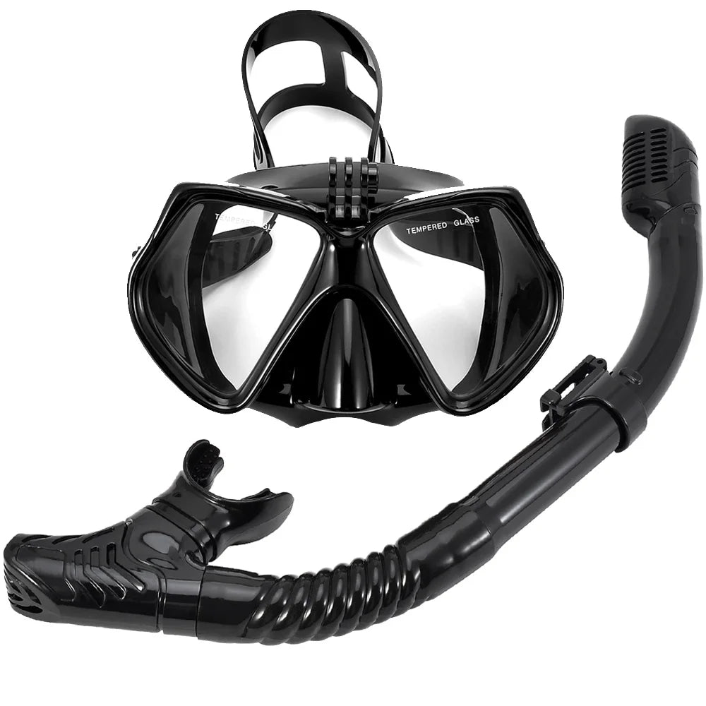 Snorkel Set Diving Mask For GoPro Underwater Sports Camera Anti-Fog Professional Swimming Goggles Dry Snorkeling Tube For Adults
