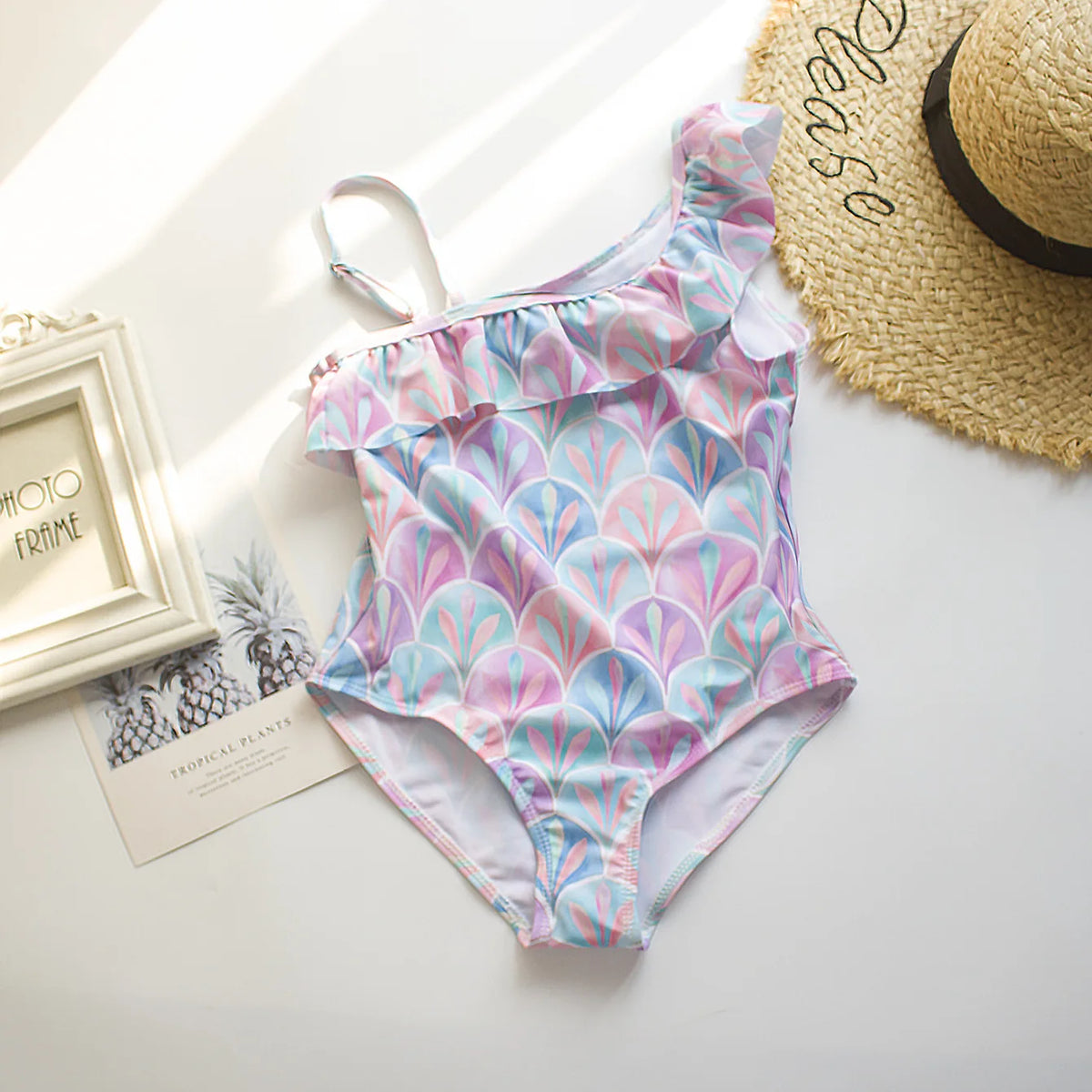 UV Teens Girl Swimsuit One Piece Swimming Jumpsuit Fish scale Bathing Suit SPF 50 Sleeveless Kids Swimwear for Girls 4-14 Years
