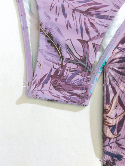 3 Pieces High Waist Bikini With Long Sleeve Kimono Swimsuit Women Print Swimwear Female Bathing Swimming Beach Suit Summer