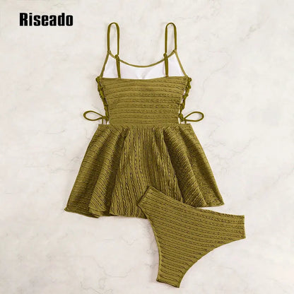 One Piece Swimsuit for Women Tummy Control Swim Dress Crisscross Ruched Skirted Bathing Suit with Bottom Large Size