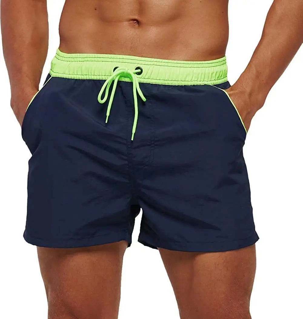 Men Summer Swim Shorts Swimwear Trunks Swimsuits Quickly Dry Surf Beach Board Elastic Waist Swim Pants Surfing Shorts with Mesh