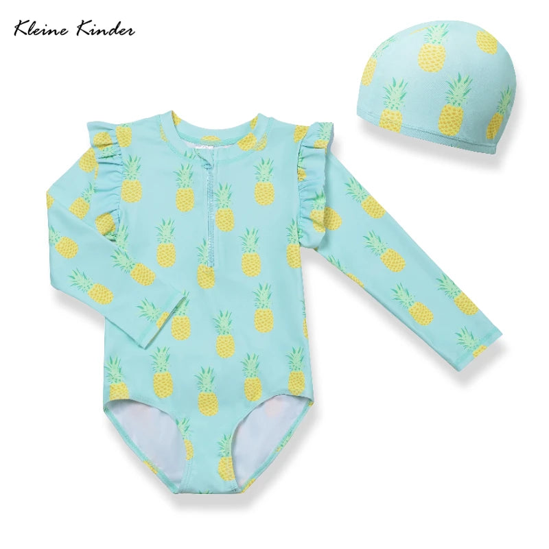 Swimsuit Girl UPF50+ Kids Swimwear for Girls Long Sleeve 1-Piece Children Swimming Bathing Suit Rash Guard Seaside Beach Clothes