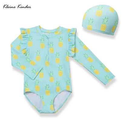 Swimsuit Girl UPF50+ Kids Swimwear for Girls Long Sleeve 1-Piece Children Swimming Bathing Suit Rash Guard Seaside Beach Clothes