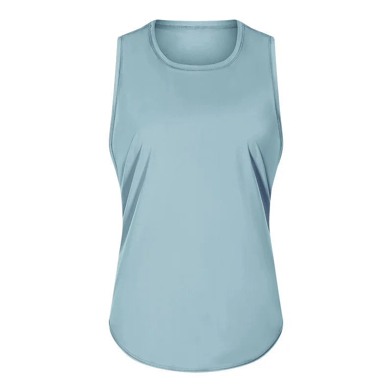 Women Summer  Open-Back Yoga Vest for  Loose-Fit and Moisture-Wicking Sleeveless   Running Fitness Shirt