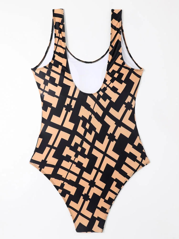 Lady Printed Pattern Strapped Plus Size Swimwear Women Backless Large One Piece Swimsuit Brazilian Big Bathing Suit