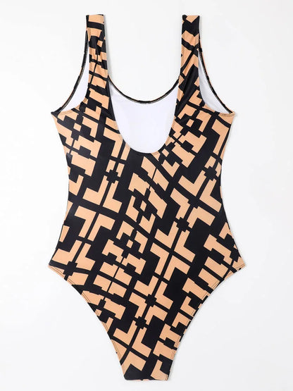 Lady Printed Pattern Strapped Plus Size Swimwear Women Backless Large One Piece Swimsuit Brazilian Big Bathing Suit