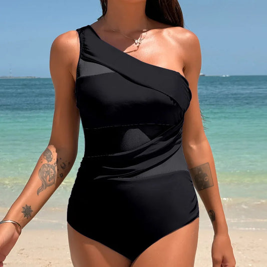 Black One-Piece Large Swimsuits Closed Plus Size Swimwear Body Bathing Suits Female Pool Beach Women's Swimming Suit