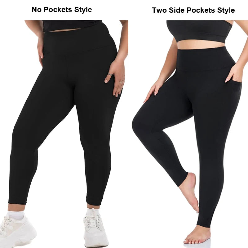 Plus Size Leggings with Pockets for Women High Waisted Tummy Control Soft Stretchy Yoga Pants for Workout Running