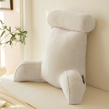 Large Reading Pillow Bed Rest Pillow with Detachable Neck Roll for Sitting in Bed or Couch Back Pillow for Watching TV/Gaming