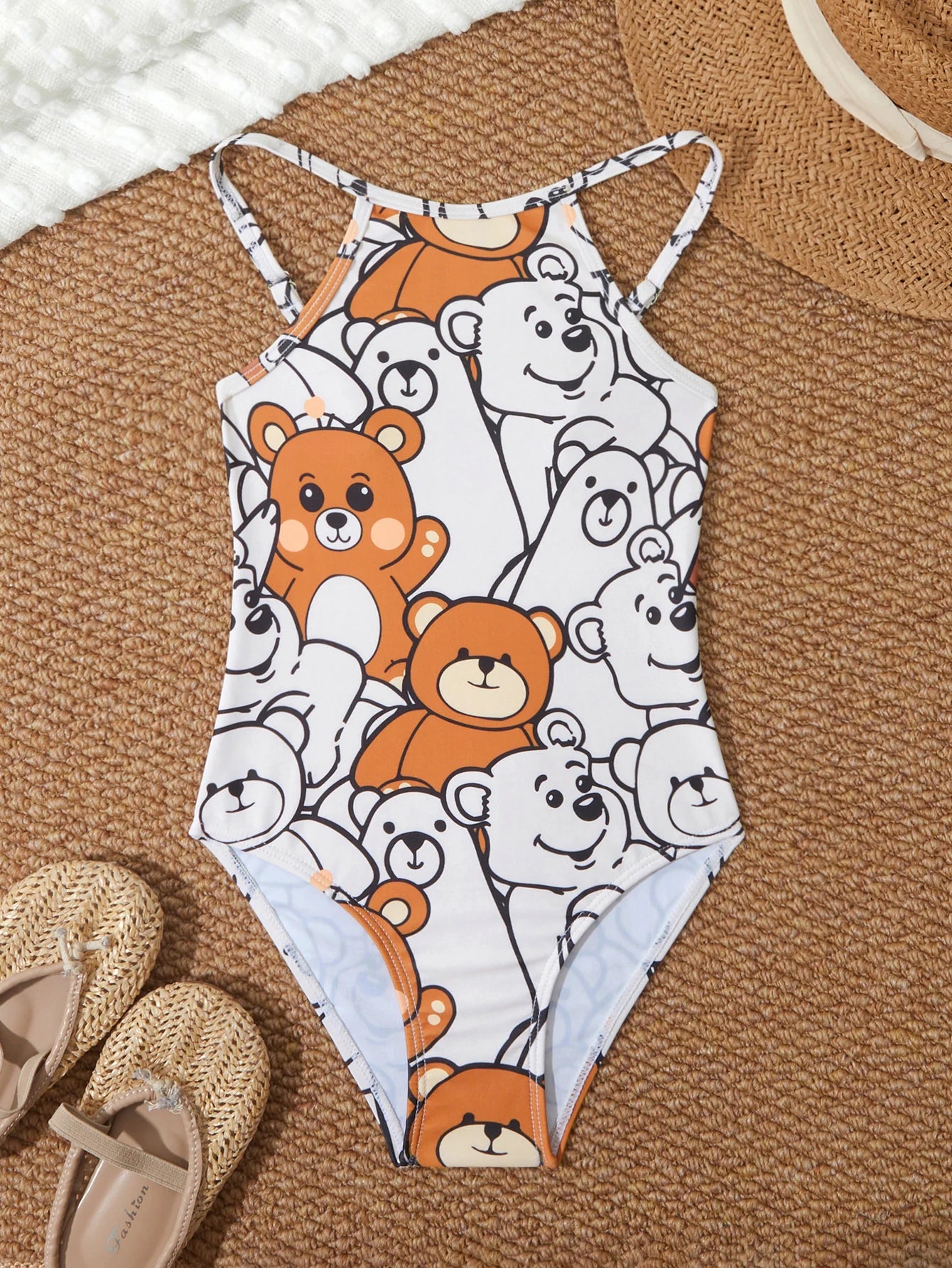 Printed Girls Swimsuit One Piece Kids Strappy Swimwear Children Swimming Bathing Swim Suit Beachwear