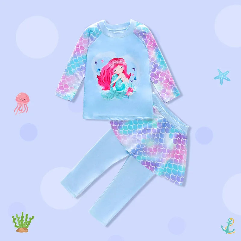 Kids Swimsuits, Girls' Sunscreen Swimsuits, Quick-Drying Swimsuits, Medium and Big Kids, Mermaid Swimsuits, Swimsuits