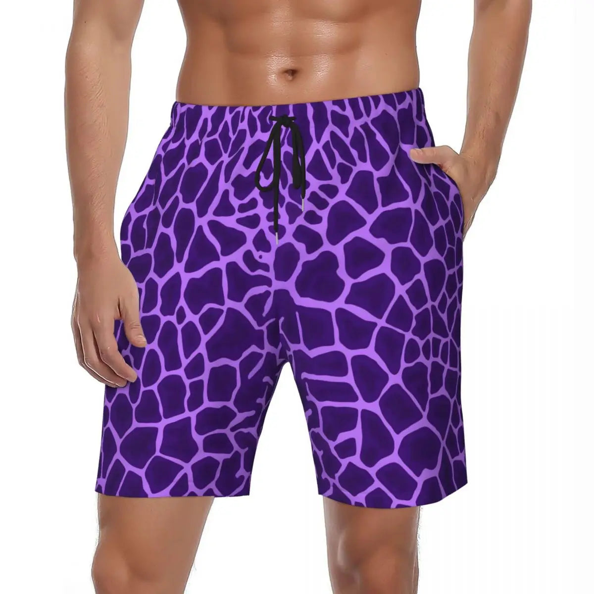 Rainbow Giraffe Board Shorts Summer Animal Print Board Short Pants Men Printed Running Surf Breathable Swim Trunks