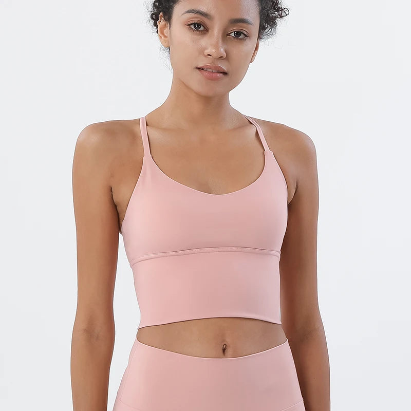 SOISOU Women's Longline Sports Bra with Removable Pads