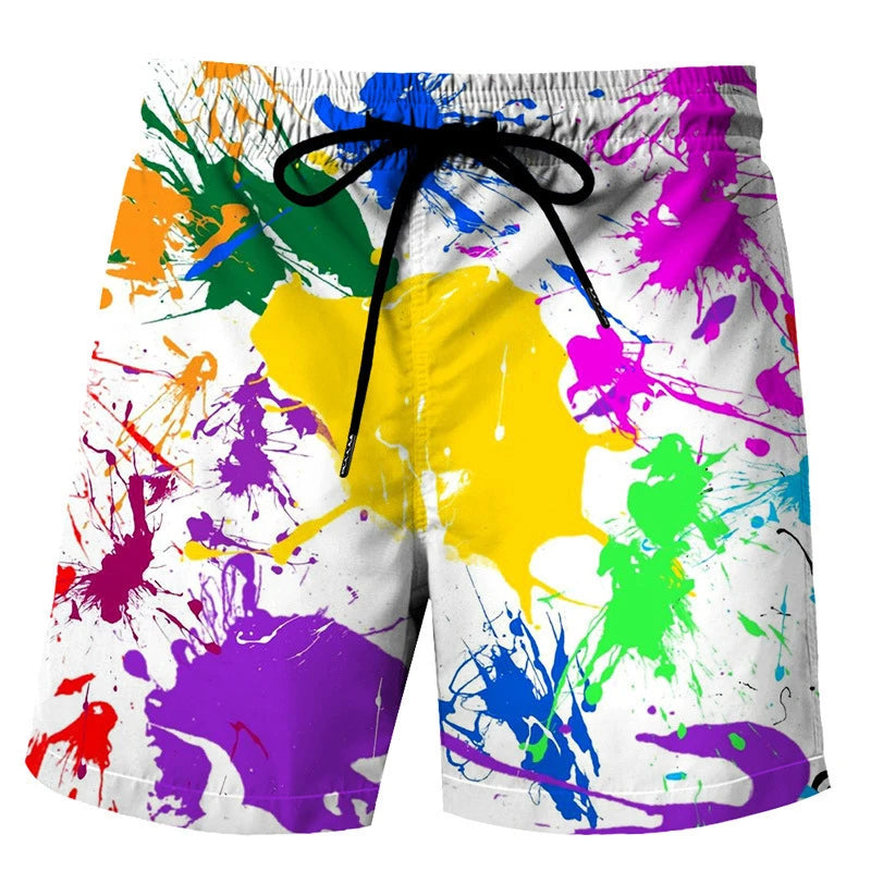 Men's Summer Abstract Graffiti 3D Printed Beach Shorts Women Kids Retro Swim Trunks Summer Breathable Hawaii Fashion Ice Shorts