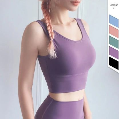 U Neck Yoga Vest Yoga Crop Bra Gym Crop Top Sports Bra Strappy Cropped Tops Workout Yoga Crop Scoop Neck Fitness Cami