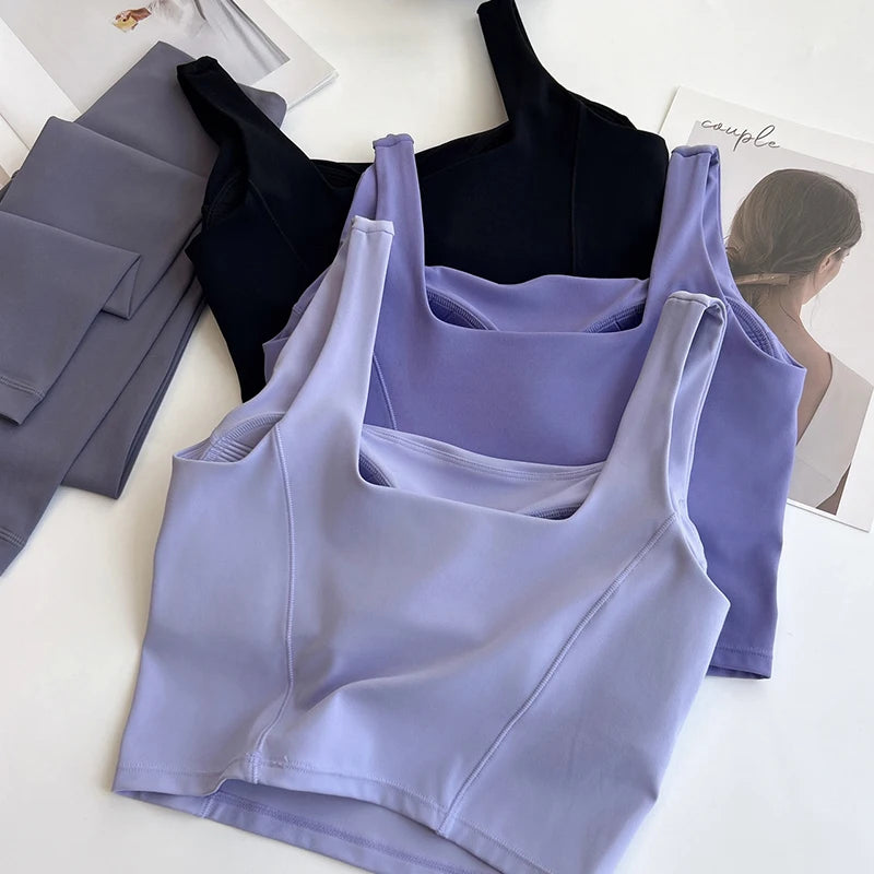 Women Shock-proof Sports Bra Running Breathable Fix-cup Yoga Vest Gym Clothing Fitness Bra