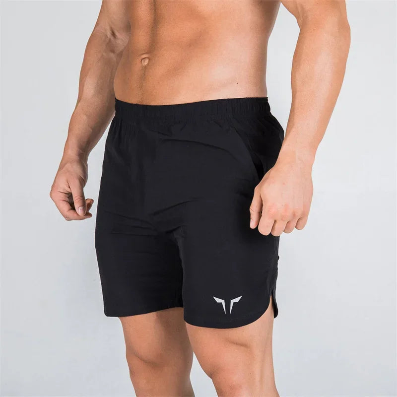 Men summer Double-deck fitness sports shorts slim quick drying breathable woven Shorts Men's sweatpants training gym clothing